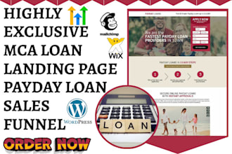 design mca landing page payday loan website merchant cash advance sales funnel