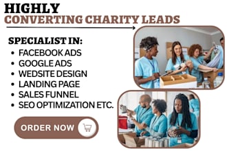 generate charity leads donation lead fundraising landing page non profit website