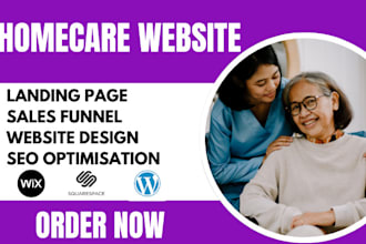 medical, homecare, healthcare, assisted living website homecare landing page