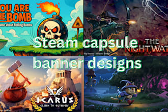 do game x banner poster steam capsule design game art steam capsule game cover