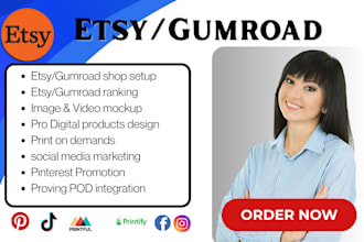 set up  optimize your etsy gumroad shop with SEO digital products