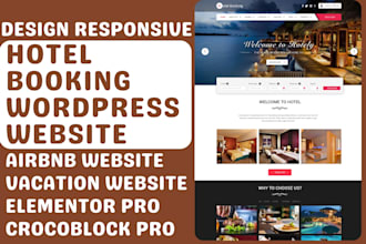 design hotel booking website airbnb site vacation website using elementor pro