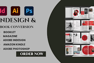 do adobe photoshop, indesign, magazine, booklet, ebook conversion, amazon kindle