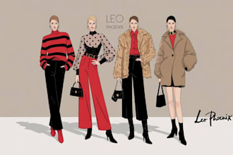 create fashion illustration, flat sketch, tech pack, and design drawing