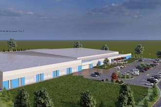 design exterior render 3d architecture rendering of house, warehouse animation