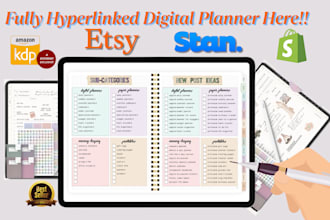 design etsy hyperlink digital planner printable planner journal tracker etsy seo