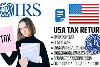 prepare and efile US tax returns, irs forms, 1040, 1120, 1065 by CPA