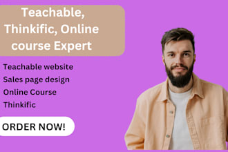 design teachable, thinkific, online course, teachable website