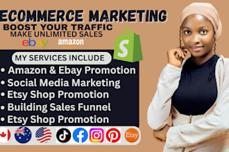 promote and advertise etsy shop, ebay, amazon, shopify marketing to boost sales