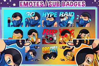 draw twitch emotes, chibi emotes, animated emotes, vtuber emotes, sub badges