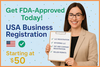 handle your USA business registration, llc, ein and fda cosmetic compliance fast