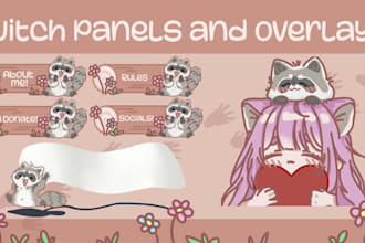 design cute custom twitch panels, banner, and pfp