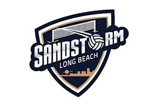 exciting beach volleyball club logo