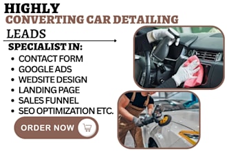 generate car detailing leads auto repair landing page car wash website auto lead