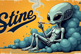 design awesome alien smoking logo within two days