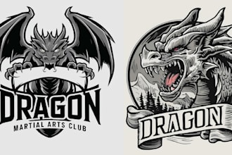 make amazing vintage dragon logo