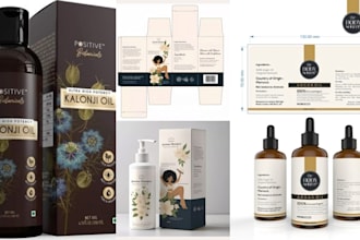 design hair oil skincare beauty cosmetic box design pouch label and bottle label