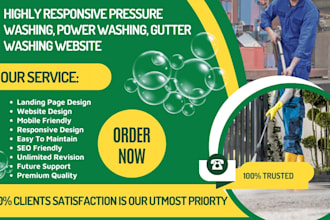 design pressure washing website, gutter washing landing page, power washing web