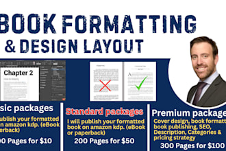 do amazon kdp book publishing and kdp book formatting, ebook layout design cover