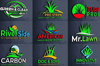 do custom lawn care landscape grass trimming organic eco garden agriculture logo