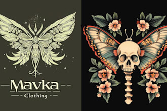 design creative skull tattoo dragonfly logo