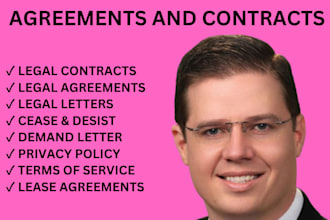 draft legal contracts, agreements, privacy policy , terms and conditions