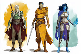 create dnd fantasy character illustration for concept art