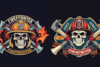 make custom skull fireman firefighter logo
