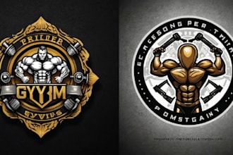 do custom skull gym fitness logo and t shirt design