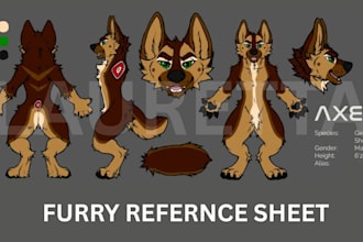 create custom furry, fursona, oc reference sheet sfw