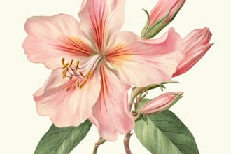 make a botanical illustration of flowers, plants, fruits