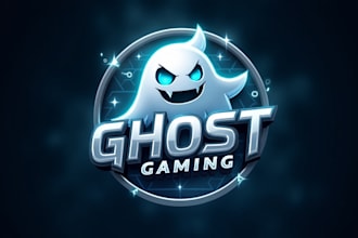 design eye catchy ghost gaming mascot logo in express delivery