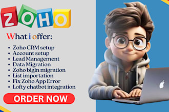 setup zoho CRM zoho book lead management fix zoho error lofty chatbot zoho flow