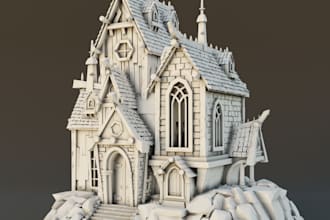 design medieval 3d terrain,viking terrain,house,towers,ruin,trpg,3d printing,stl