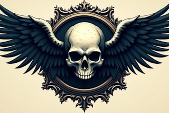 create unique winged skull logo for your business