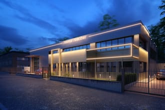 3d factory design, retail store, bar,cafe, 3d exterior design,8k interior render