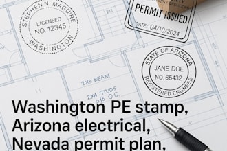 washington pe stamp,arizona electrical, nevada permit plan,framing, beam, permit