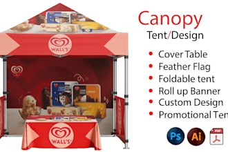 design eye catching canopy tent and roll up banner