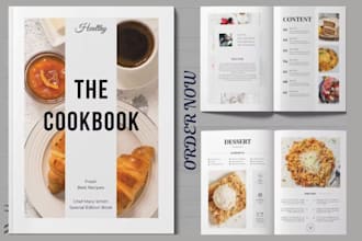 design professional cookbook cover or recipe book cover design and ebook