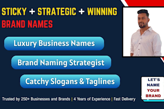 create catchy business names, brand names, slogans, taglines and ideas
