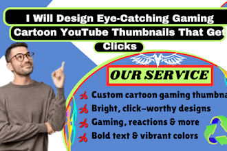 design gaming cartoon youtube thumbnail design video thumbnail design