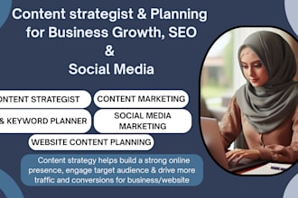 make a content strategy for business growth, social media, SEO of websites