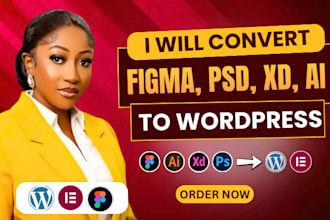 convert figma to wordpress website, xd ai PSD to wordpress, woocommerce
