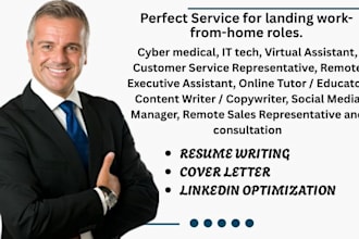 write remote job resume for cyber medical, IT tech, consultation, work from home