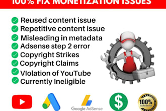 fix youtube monetization issues, reused content, adsense issue