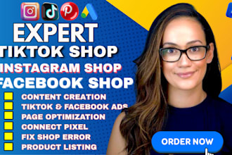 set up tiktok shop  facebook shop  instagram shop shopify droppshiping store