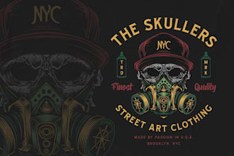 make custom skull cartoon graffiti  logo
