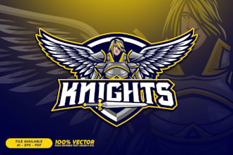 do knight warrior illustration modern colorful mascot logo