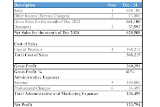 prepare profit and loss statement for you