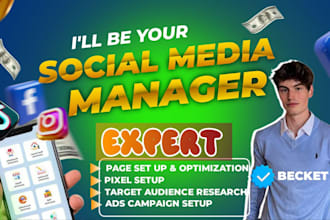 be your facebook, instagram, tiktok social media manager, ads manager, odoo